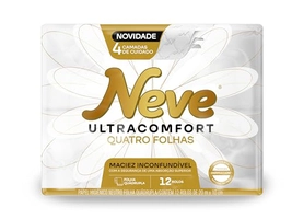Neve Papel Higiênico Ultracomfort, Folha Quádrupla, 20m, 12 rolos