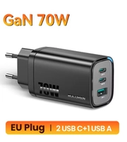 [R$32 "MOEDAS"/TAXA INCLUSA] Carregador Turbo GaN Rocoren 70W 3 portas #Aliexpress 🇨🇳