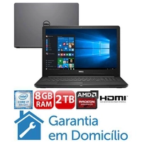 Notebook Dell Core i7-8550U 8GB 2TB Placa de Vídeo 2GB Tela 15.6” Windows 10 Inspiron I15-3576-A70C por R$ 2699