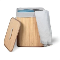 Cesto de Roupa Suja de Bambu 50L com Tampa