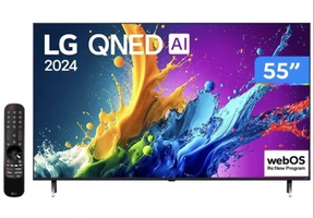 [Magalu] Smart TV 55" 4K UHD QNED LG 55QNED80TSA Wi-Fi Bluetooth com Alexa 3 HDMI 2 USB