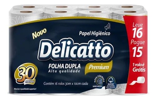 Papel Higiênico 30m Folha Dupla 16 Unidades