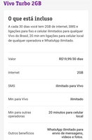 Vivo Turbo 2GB - R$19,99 (mês) Pré Pago