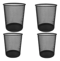 Kit 04 Lixeira Cesto De Lixo Escritório Telada Metal Aramado