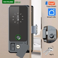 [Com Taxa] Fechadura Digital Raykube G18 Tuya - Desbloqueio por impressão digital, APP, cartão IC, senha e chave mecânica