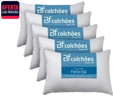 Kit 5 Travesseiro Fibra Siliconada Antialérgico Macio 45x65 - BF Colchões