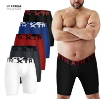 Kit 5 Cuecas Box Boxer Long Leg Microfibra Cueca Ciclista Tamanhos P e M
