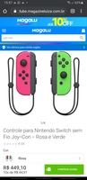 Controle para Nintendo Switch sem Fio Joy-Con - Rosa e Verde/Vermelho e Azul | R$474