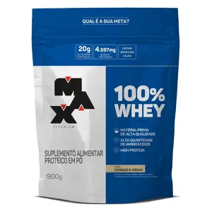 2x Refil Whey Protein Max Titanium Cookies & Cream 900g