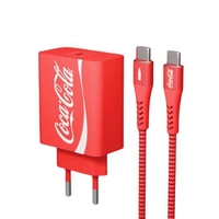 Carregador Coca-Cola USB-C para USB-C PD 20W + cabo certificado 1m