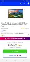 [APP] [C. Sub + Ame R$640] Smart TV LED 32" Samsung 32J4290 HD | R$800