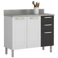 Gabinete Itatiaia Lara Class com 2 Portas e 3 Gavetas Branco / Preto