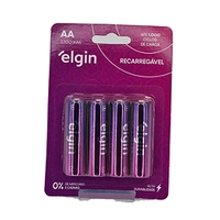 Pilha Recarregável Ni-Mh Aa-2700Mah Blister Com 4 Pilhas, Elgin, Baterias
