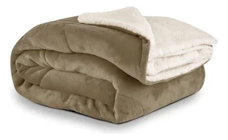 Coberdrom Queen Sherpa Liso Cor Cáqui