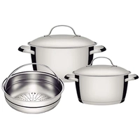 Conjunto de Panelas 3 Peças Tramontina Allegra em Aço Inox com Fundo Triplo e Tampas com Saída de Vapor