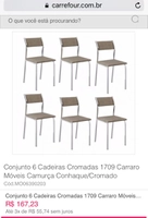 BUG - Conjunto 6 Cadeiras Cromadas 1709 Carraro Móveis 