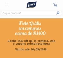 Frete grátis em compras acima de R$100 e 25% OFF na primeira compra