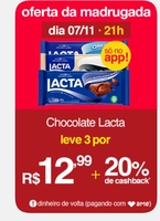 (APP/AME R$10) Leve 3 - Chocolate Lacta