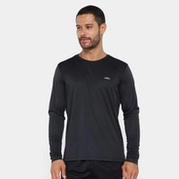 【Tam.: P M G e GG】Camiseta Olympikus Essential Manga Longa Masculina - Preto