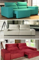 Sofá 3 Lugares Laguna Assento Retrátil e Encosto Reclinável em Suede Amassado Cobalt