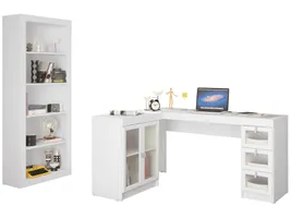 Conjunto Itapevi 2 Portas 3 Gavetas Politorno - com Mesa para Computador/Escrivaninha e Estante - R$570