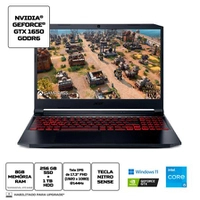 Notebook Gamer Acer Nitro 5 AN517-54-56Q0 Ci5 Windows 11 Home 8GB 1TB HDD 256GB SSD GTX 1650 17.3'