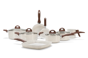 Jogo de Panelas Antiaderente Ceramic Life Smart Plus VANILLA Brinox - 8 peças | R$538