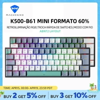 [TAXA INCLUSA]Teclado ABNT2 Mecanico RGB Machenike K500-B61 COM FIO