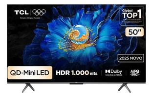 Smart TV TCL 50 Polegadas QLED Mini LED 4K C6KS WiFi Bluetooth Google TV HDR10+ Dolby Atmos 50C6KS