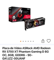 Placa de Vídeo ASRock AMD Radeon RX 5700 XT Phantom Gaming D 8G OC - R$2700