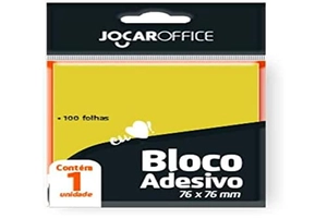 Bloco Adesivo Para Recado Amarelo 76X76 C/ 100 Folhas Leonora, 91112, Amarelo