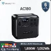 Estação de Energia BLUETTI AC180 com Capacidade de 1800W, 1052Wh, 9 Saídas e 3500 Ciclos de Vida Útil