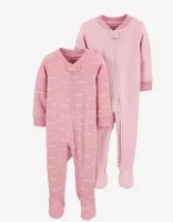 Kit Macacão Longo 2 Peças Carter´s Rosa 6-9 meses