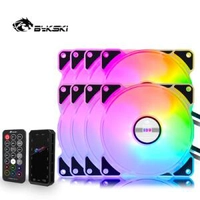 7 unidades Bykski case fan 120mm controle remoto 5 v A-RGB - R$205