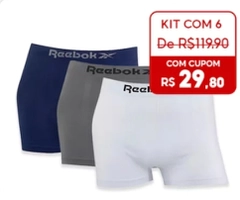 Kit com 6 Cuecas Boxer Reebok Original Lisa