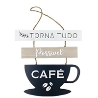 Placa MDF Cantinho do Café com Frase Decorativa