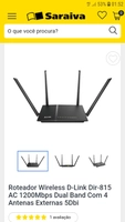 Roteador Wireless D-Link Dir-815 AC 1200Mbps Dual Band Com 4 Antenas Externas 5Dbi - R$130