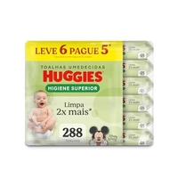 Lenços Huggies com 288 unidades limpam 2x mais