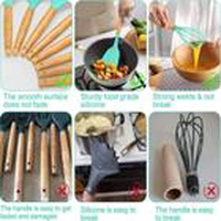 Jogo Kit Com 12 Peças Utensílios De Cozinha Colheres Espatulas Pegador Silicone Copo Suporte