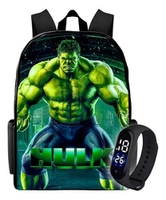 Mochila Infantil Hulk com Relógio