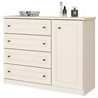 Cômoda 4 Gavetas 1 Porta Para Quarto Henn D715 Americano Off White | R$414