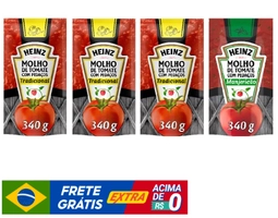 Kit Molhos Tomate Heinz - 3xTrad. e 1xManjericão