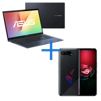 Notebook ASUS VivoBook X513EA-EJ1062T Preto + Smartphone ASUS ROG Phone 5 8GB/ 128GB Preto