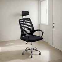 Cadeira Diretor Mesh com Encosto de Cabeça Preto