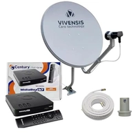 Kit Antena - Receptor Digital Century Midiabox Lnbf 5g Ku Cabo Cor Preto 110v/220v