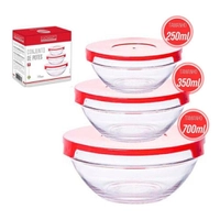 Conjunto De Potes De Vidro 3 Peças Redondo Boro Hauskraft Jgpo-009