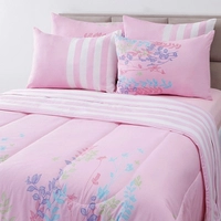 [R$240 Ame]Enxoval Cama Queen Herbal Rosa 7 Pecas - Casa e Conforto