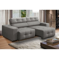 [Com AME R$1.011] Sofá 3 Lugares Retrátil e Reclinável Mariana 2,10m Suede Cinza