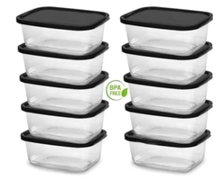 Kit 10 Potes 500ml Transparente Marmita Fitness Organizador Microondas Freezer BPA Free