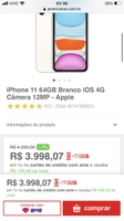 iPhone 11 64gb Branco | R$3998